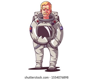 astronaut character design, vector illustration