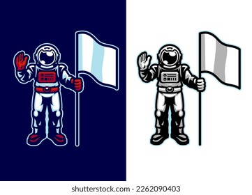 Astronaut Character Fly the Flag