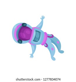 Astronaut character flying in Space cartoon vector Illustration