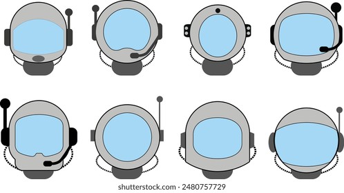 astronaut character helmet flat design collection