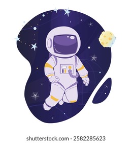 Astronaut character in a helmet in open space