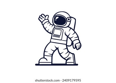 Astronaut character icon illustration. Science Technology Icon Concept Isolated Premium Vector. Flat Cartoon Style