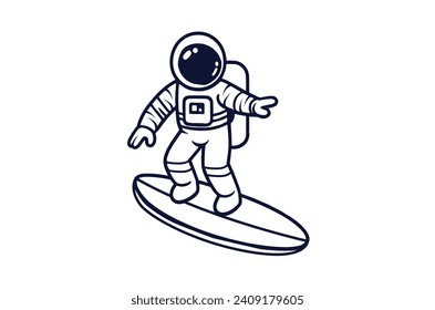 Astronaut character icon illustration. Science Technology Icon Concept Isolated Premium Vector. Flat Cartoon Style