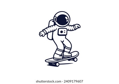Astronaut character icon illustration. Science Technology Icon Concept Isolated Premium Vector. Flat Cartoon Style