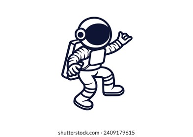 Astronaut character icon illustration. Science Technology Icon Concept Isolated Premium Vector. Flat Cartoon Style