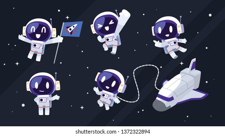 astronaut character mascot set