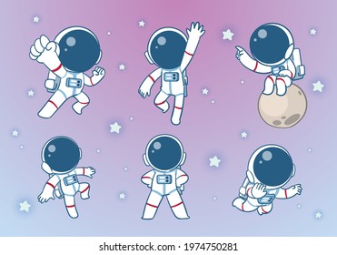 astronaut character mascot set collection