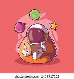 Astronaut-Zeichen, die Vektorgrafik liest. Raumfahrt, Bildung, Design-Konzept für die Exploration.