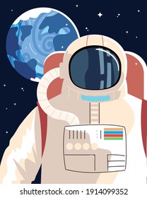 astronaut character space exploration universe vector illustration