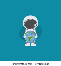 astronaut character in space exploration vector