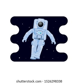 astronaut character in space scene vector illustration design