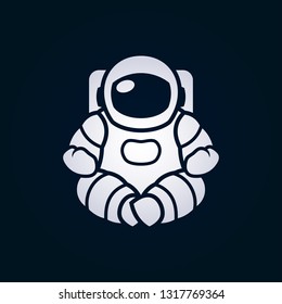 Astronaut character in space suit sitting in yoga lotus pose - vector illustration