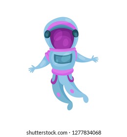 Astronaut character in space suit, spaceman flying in Space cartoon vector Illustration