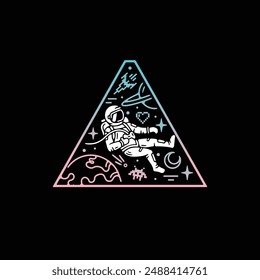 Astronaut character in space in a triangle shape model
