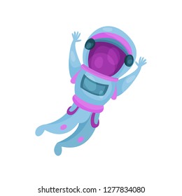 Astronaut character, spaceman flying in Space cartoon vector Illustration