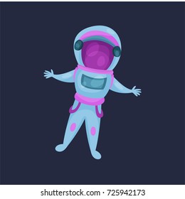 Astronaut character, spaceman flying in Space cartoon vector Illustration
