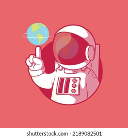 Astronaut Character spinning the world vector illustration. Science, technology, imagination design concept.