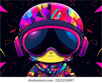 Un personaje de chibi astronauta con gafas de sol oscuras y un espacio