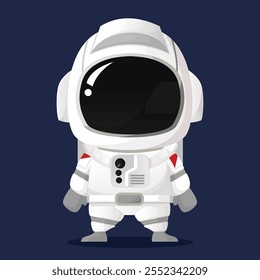 Astronauta chibi lindo arte plano simple Ilustración vectorial cabeza grande con detalle y parte móvil perfecto para niños portada de libro o activo de diseño 