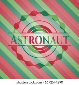 Astronaut christmas badge. Vector Illustration. Detailed.