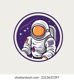 Astronaut Circle Logo Mascot Vector Illustration