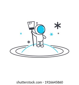 The astronaut is cleaning the planet