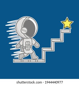 an astronaut climbing the steps to reach for the star