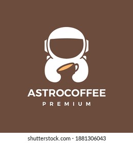 astronaut coffee logo vector icon illustration