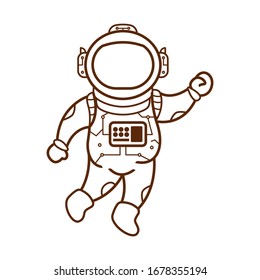 Astronaut Color Book, Line Astronaut for kids, Cute, Simple, Cartoon, Drawing, Kids. Suitable for Book, Drawing, Sketch, Doodle, Illustration, Vector Illustration