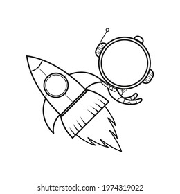 Astronaut coloring book line art design vector illustration. Space separate objects. Space hand drawn doodle. for coloring book.