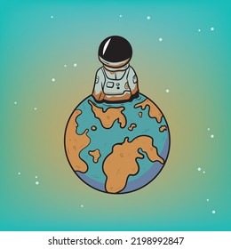 astronaut come out from the earth vector illustration.