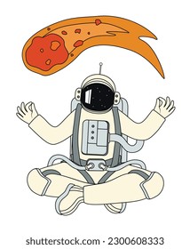 Astronauta y cometa de fondo blanco