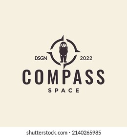 astronaut with compass space logo design, vector graphic symbol icon illustration creative idea