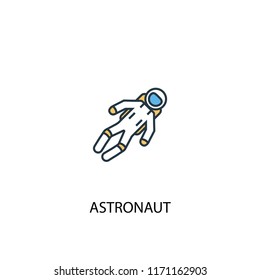 astronaut concept 2 colored line icon. Simple yellow and blue element illustration. astronaut concept outline symbol design from space exploration set