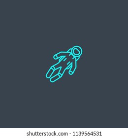 astronaut concept blue line icon. Simple thin element on dark background. astronaut concept outline symbol design from space exploration set. Can be used for web and mobile UI/UX