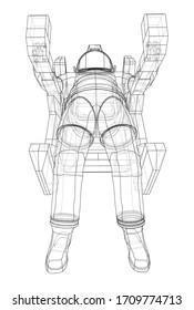 Astronaut concept. Vector rendering of 3d. Wire-frame style. The layers of visible and invisible lines are separated