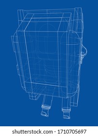 Astronaut concept. Vector rendering of 3d. Wire-frame style. The layers of visible and invisible lines are separated
