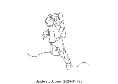 Astronaut in continuous one line drawing. construction Line art illustration of spaceman. Editable vector.