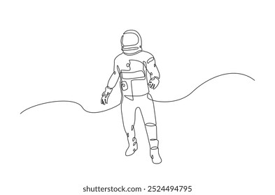 Astronauta em desenho contínuo de uma linha. construção Linha ilustração de arte do astronauta. Vetor editável.