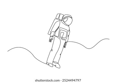 Astronauta em desenho contínuo de uma linha. construção Linha ilustração de arte do astronauta. Vetor editável.
