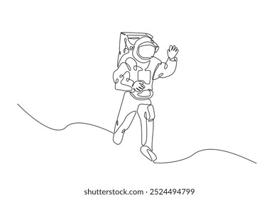 Astronaut in continuous one line drawing. construction Line art illustration of spaceman. Editable vector.