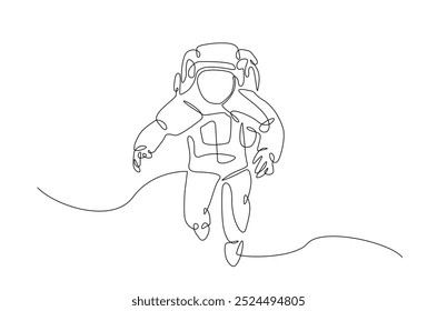 Astronaut in continuous one line drawing. construction Line art illustration of spaceman. Editable vector.