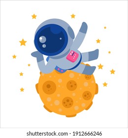 Astronautin mit Vektordesign-Illustration zum Corona-Virus