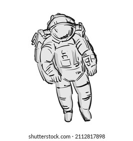 Astronaut cosmonaut hand drawing. spaceman Vector illustration