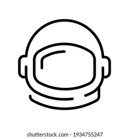 Astronaut or cosmonaut helmet monochrome contoured icon vector illustration. Simple label logo of science space galaxy exploration isolated on white. Equipment of spaceman spacesuit head symbol