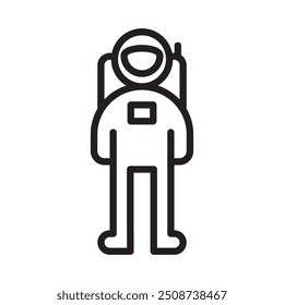 Astronaut or cosmonaut icon Black line art vector logo