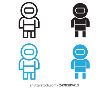 Astronaut or cosmonaut icon black and white vector outline sign