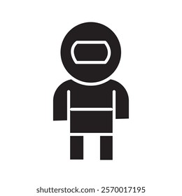 Astronaut or cosmonaut icon black and white vector outline sign