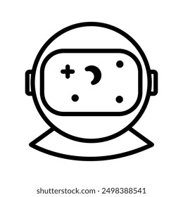 Astronaut or cosmonaut icon linear logo mark in black and white