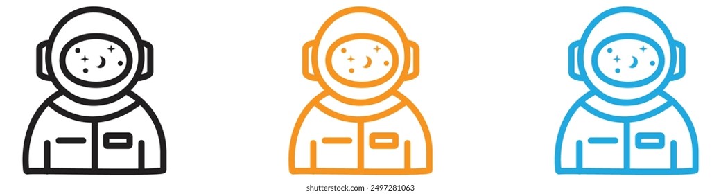 Astronaut or cosmonaut icon vector logo set collection for web app ui